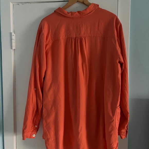 Tribal linen blend tunic with front pockets, mango, extra large - Picture 7 of 9